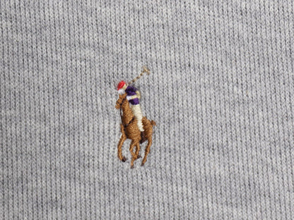 ポロ ラルフローレン ハーフジップ スウェット メンズ S プルオーバー コットン ニット ストレッチ ワンポイント ポニー刺繍 ハイネック 灰