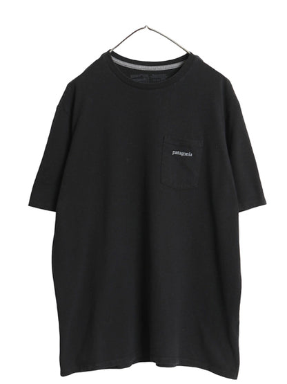 パタゴニア ポケット付き 両面 プリント 半袖 Tシャツ メンズ L / 22年製 アウトドア ポケT グラフィック アート バックプリント ブラック