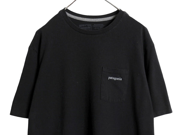 パタゴニア ポケット付き 両面 プリント 半袖 Tシャツ メンズ L / 22年製 アウトドア ポケT グラフィック アート バックプリント ブラック