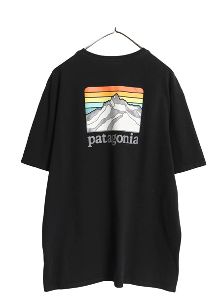 パタゴニア ポケット付き 両面 プリント 半袖 Tシャツ メンズ L / 22年製 アウトドア ポケT グラフィック アート バックプリント ブラック