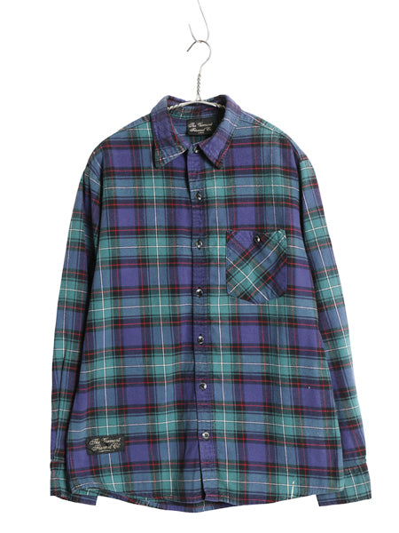 USA製 The Vermont Flannel 長袖 ヘビー フランネル シャツ メンズ L / チェック ネルシャツ ヘビーウェイト コットン マルチカラー ネル
