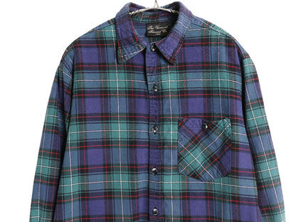 USA製 The Vermont Flannel 長袖 ヘビー フランネル シャツ メンズ L / チェック ネルシャツ ヘビーウェイト コットン マルチカラー ネル