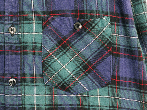 USA製 The Vermont Flannel 長袖 ヘビー フランネル シャツ メンズ L / チェック ネルシャツ ヘビーウェイト コットン マルチカラー ネル