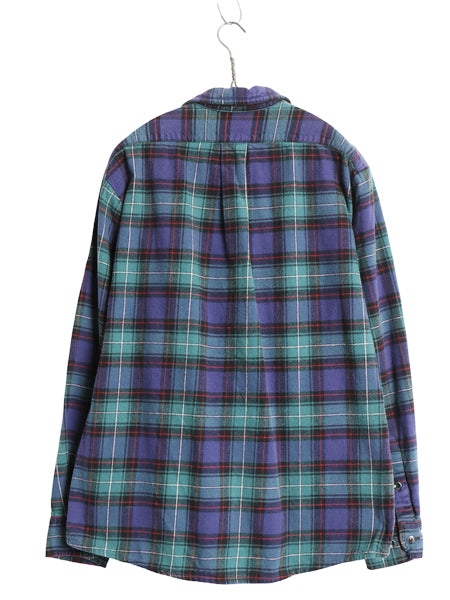 USA製 The Vermont Flannel 長袖 ヘビー フランネル シャツ メンズ L / チェック ネルシャツ ヘビーウェイト コットン マルチカラー ネル