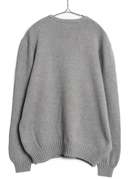 00s ポロ ラルフローレン コットン ニット セーター メンズ XL オールド 長袖ニット ワンポイント クルーネック シンプル 大きいサイズ 灰