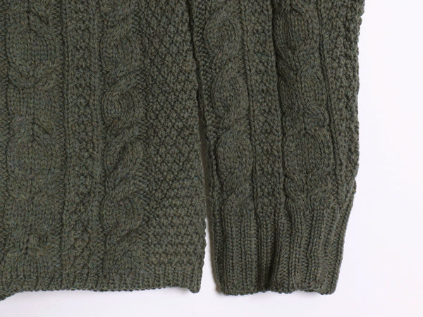 90s アイルランド製 aran crafts フルジップ フィッシャーマン ニット セーター レディース S / オールド メリノ ウール アラン ジャケット