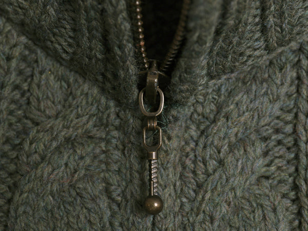 90s アイルランド製 aran crafts フルジップ フィッシャーマン ニット セーター レディース S / オールド メリノ ウール アラン ジャケット