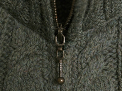 90s アイルランド製 aran crafts フルジップ フィッシャーマン ニット セーター レディース S / オールド メリノ ウール アラン ジャケット
