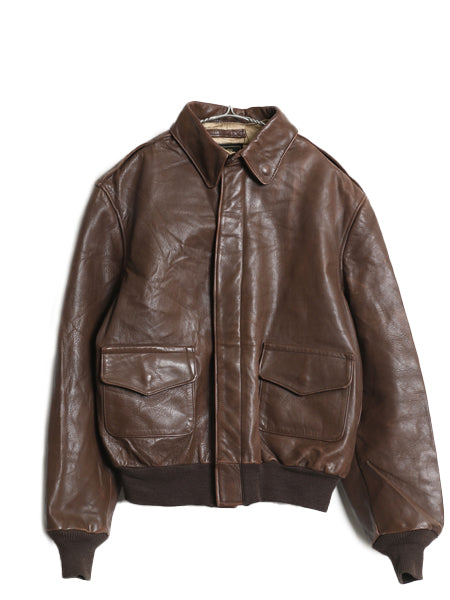 80s 90s USA製 A-2 タイプ 本革 レザー フライト ジャケット メンズ L / ヴィンテージ 革ジャン ボンバー ジャンパー ホースハイド 馬革 茶