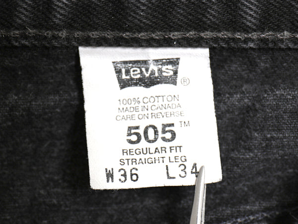 90s リーバイス 505 ブラック デニム パンツ メンズ 36 34 古着 オールド ジーンズ ジーパン Gパン スリム ストレート ボトムス 黒 赤タブ