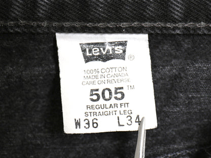 90s リーバイス 505 ブラック デニム パンツ メンズ 36 34 古着 オールド ジーンズ ジーパン Gパン スリム ストレート ボトムス 黒 赤タブ