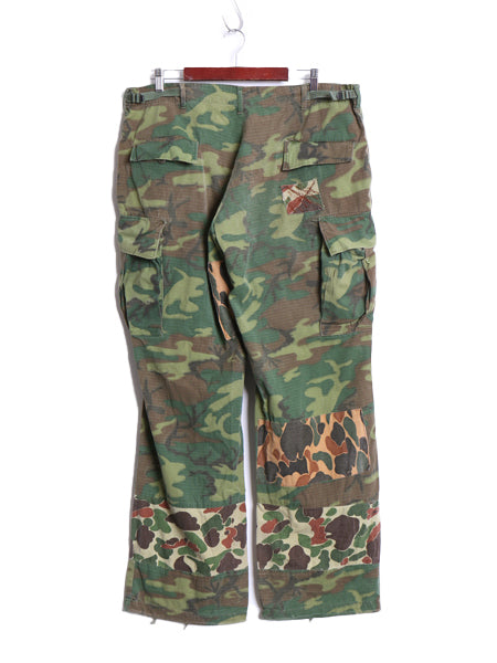 60s ★ US ARMY 米軍実物 ジャングルファティーグ カーゴ パンツ LARGE SHORT 68年製 ヴィンテージ パッチワーク ERDL グリーンリーフ カモ