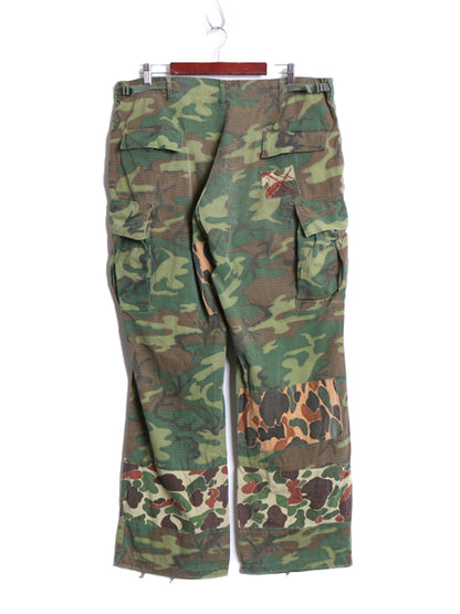 60s ★ US ARMY 米軍実物 ジャングルファティーグ カーゴ パンツ LARGE SHORT 68年製 ヴィンテージ パッチワーク ERDL グリーンリーフ カモ