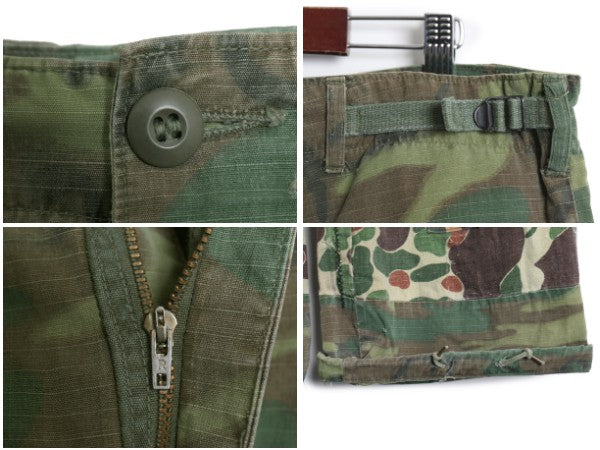 60s ★ US ARMY 米軍実物 ジャングルファティーグ カーゴ パンツ LARGE SHORT 68年製 ヴィンテージ パッチワーク ERDL グリーンリーフ カモ