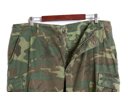 60s ★ US ARMY 米軍実物 ジャングルファティーグ カーゴ パンツ LARGE SHORT 68年製 ヴィンテージ パッチワーク ERDL グリーンリーフ カモ