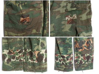 60s ★ US ARMY 米軍実物 ジャングルファティーグ カーゴ パンツ LARGE SHORT 68年製 ヴィンテージ パッチワーク ERDL グリーンリーフ カモ
