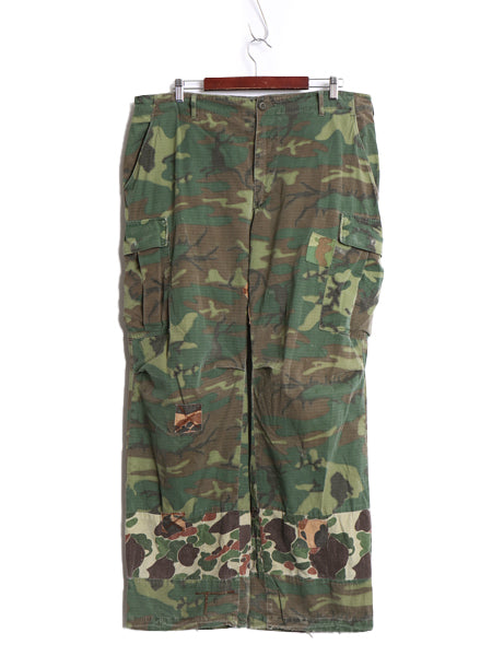 60s ★ US ARMY 米軍実物 ジャングルファティーグ カーゴ パンツ LARGE SHORT 68年製 ヴィンテージ パッチワーク ERDL グリーンリーフ カモ
