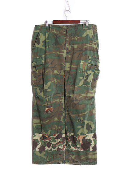 60s ★ US ARMY 米軍実物 ジャングルファティーグ カーゴ パンツ LARGE SHORT 68年製 ヴィンテージ パッチワーク ERDL グリーンリーフ カモ