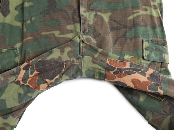 60s ★ US ARMY 米軍実物 ジャングルファティーグ カーゴ パンツ LARGE SHORT 68年製 ヴィンテージ パッチワーク ERDL グリーンリーフ カモ