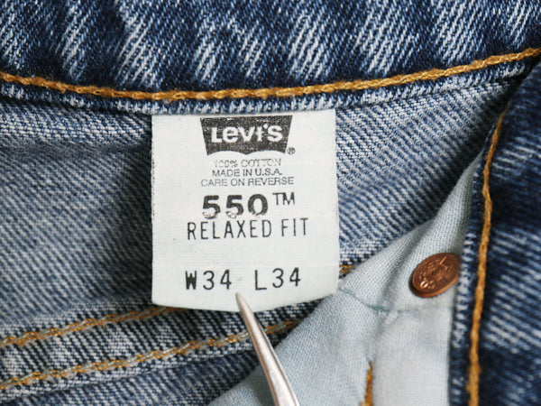 90s USA製 リーバイス 550 デニム パンツ メンズ 34 34 / オールド リラックス フィット テーパード ジーンズ ジーパン Gパン オレンジタブ