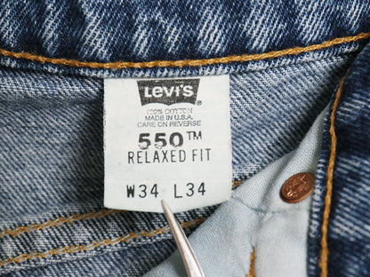 90s USA製 リーバイス 550 デニム パンツ メンズ 34 34 / オールド リラックス フィット テーパード ジーンズ ジーパン Gパン オレンジタブ