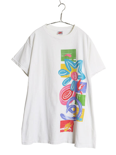 90s USA製 ナイキ アート プリント Tシャツ メンズ XL 程 古着 オールド 初期 銀タグ 当時物 スウッシュ シングルステッチ 大きいサイズ 白