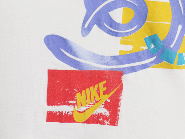 90s USA製 ナイキ アート プリント Tシャツ メンズ XL 程 古着 オールド 初期 銀タグ 当時物 スウッシュ シングルステッチ 大きいサイズ 白