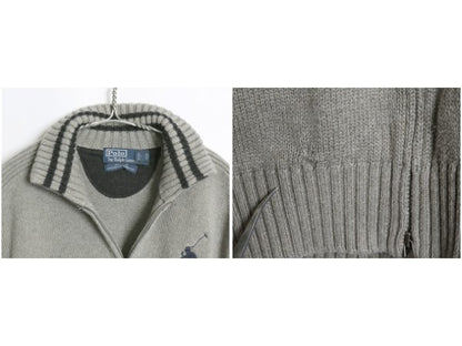 00s ビッグポニー ポロ ラルフローレン フルジップ コットン ニット ジャケット メンズ XL / オールド セーター ドライバーズ 大きいサイズ