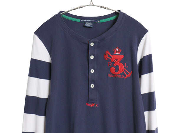 ラルフローレン ヘンリーネック 長袖 Tシャツ レディース  XL / 古着 ポロ スポーツ カットソー ボーダー ロンT ナンバリング 大きいサイズ