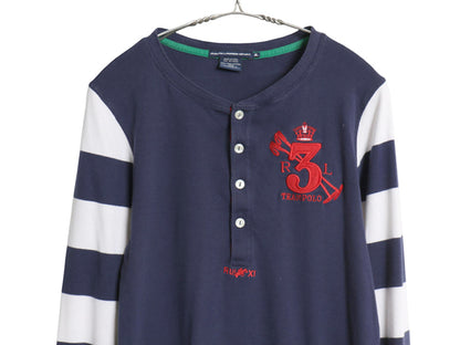 ラルフローレン ヘンリーネック 長袖 Tシャツ レディース  XL / 古着 ポロ スポーツ カットソー ボーダー ロンT ナンバリング 大きいサイズ