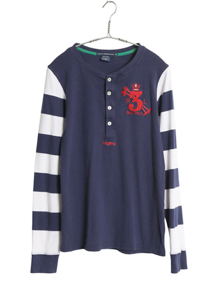 ラルフローレン ヘンリーネック 長袖 Tシャツ レディース  XL / 古着 ポロ スポーツ カットソー ボーダー ロンT ナンバリング 大きいサイズ