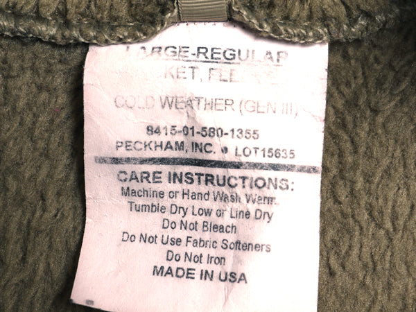 USA製 PECKHAM 社製 ECWCS GEN3 フルジップ フリース ジャケット LARGE REGULAR 古着 ミリタリー アーミー レベル3 ジャンパー コヨーテ