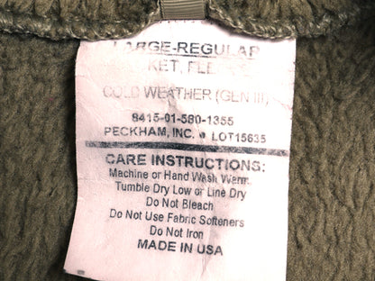 USA製 PECKHAM 社製 ECWCS GEN3 フルジップ フリース ジャケット LARGE REGULAR 古着 ミリタリー アーミー レベル3 ジャンパー コヨーテ