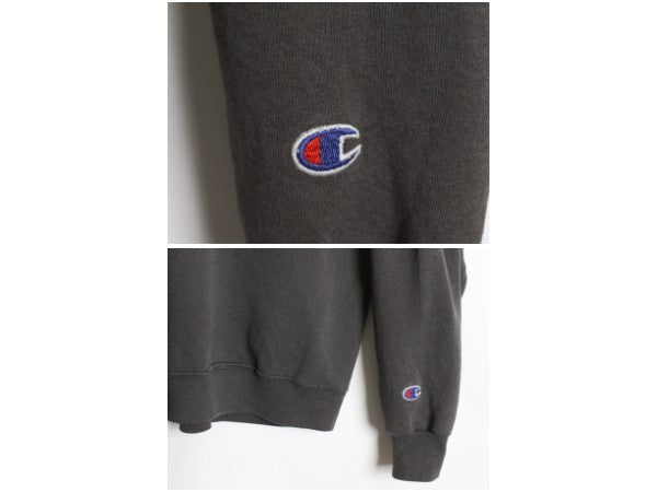 90s チャンピオン ワンポイント スウェット メンズ レディース XL / オールド 裏起毛 トレーナー スクリプト ロゴ 大きいサイズ 目付き 黒