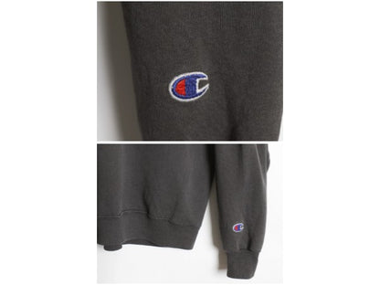 90s チャンピオン ワンポイント スウェット メンズ レディース XL / オールド 裏起毛 トレーナー スクリプト ロゴ 大きいサイズ 目付き 黒