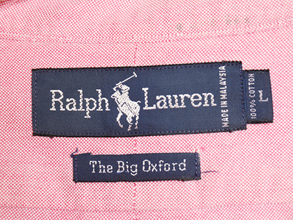 90s The BIG Oxford ラルフローレン 長袖 ボタンダウン シャツ メンズ L / オールド ポロ オックスフォード コットン ワンポイント ポニー
