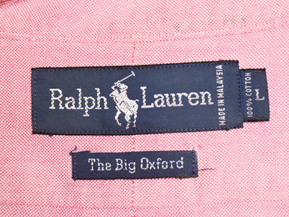 90s The BIG Oxford ラルフローレン 長袖 ボタンダウン シャツ メンズ L / オールド ポロ オックスフォード コットン ワンポイント ポニー