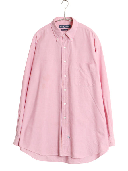 90s The BIG Oxford ラルフローレン 長袖 ボタンダウン シャツ メンズ L / オールド ポロ オックスフォード コットン ワンポイント ポニー