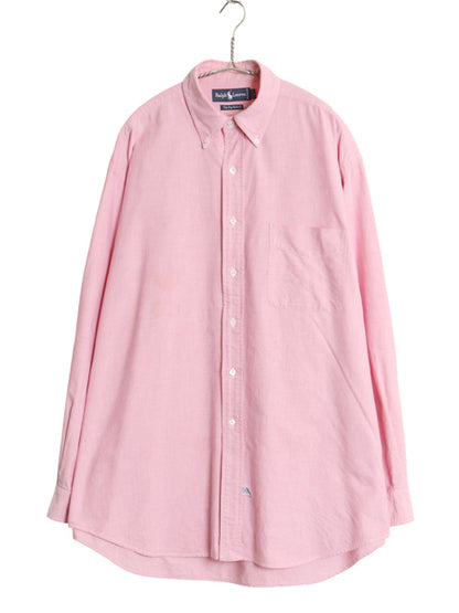 90s The BIG Oxford ラルフローレン 長袖 ボタンダウン シャツ メンズ L / オールド ポロ オックスフォード コットン ワンポイント ポニー