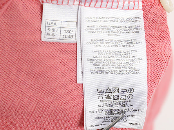 ブルックスブラザーズ 鹿の子 半袖 ポロシャツ メンズ L 半袖シャツ ワンポイント カットソー スーピマ コットン ゆったり サーモン ピンク