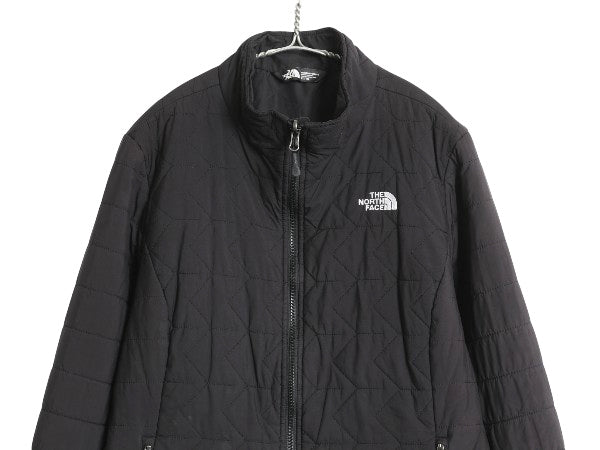 US企画 ノースフェイス 中綿 ナイロン キルティング ジャケット レディース XL / フルジップ ブルゾン ハイネック 大きいサイズ ブラック