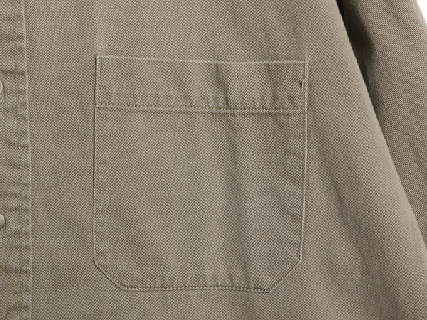 90s オールド ギャップ コットン 長袖 シャツ メンズ XL 紺タグ 無地 長袖シャツ ワーク ヘビーウェイト ポケット付き 大きいサイズ カーキ