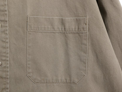 90s オールド ギャップ コットン 長袖 シャツ メンズ XL 紺タグ 無地 長袖シャツ ワーク ヘビーウェイト ポケット付き 大きいサイズ カーキ