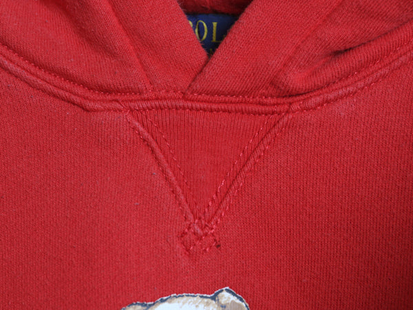 ポロベア ポロ ラルフローレン プリント スウェット フード パーカー メンズ レディース S 程 トレーナー 裏起毛 前V キャラクター レッド