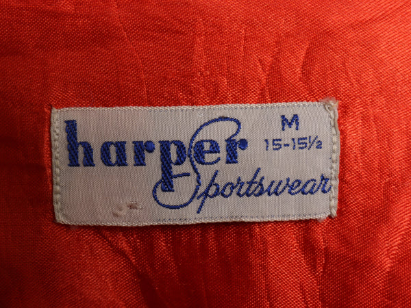 50s ★ HARPER コーデュロイ オープンカラー シャツ メンズ M / ヴィンテージ 長袖シャツ ループ留め 開襟 ボックス 細畝 コットン 無地 赤