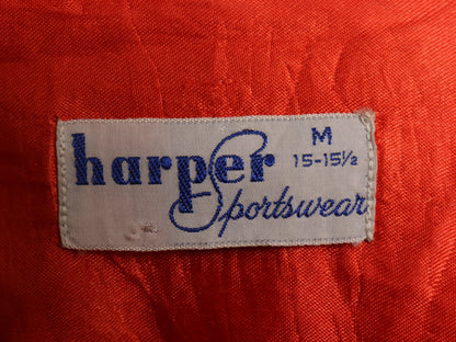 50s ★ HARPER コーデュロイ オープンカラー シャツ メンズ M / ヴィンテージ 長袖シャツ ループ留め 開襟 ボックス 細畝 コットン 無地 赤