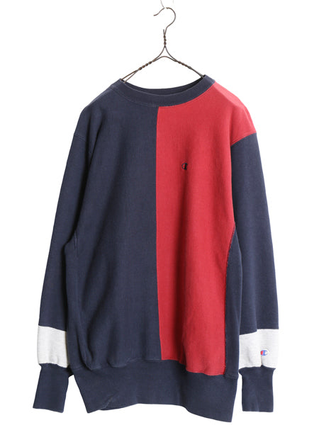90s USA製 ★ チャンピオン リバースウィーブ スウェット メンズ XL オールド クレイジー パターン 目付き トレーナー 裏起毛 マルチカラー