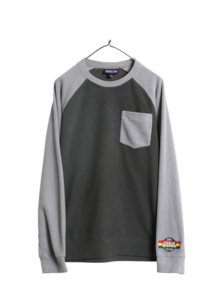  US企画 パタゴニア マイクロD クルー メンズ M 古着 16年製 フリース トップス 長袖Tシャツ ロンT ポケット付き ツートン ラグラン 企業物