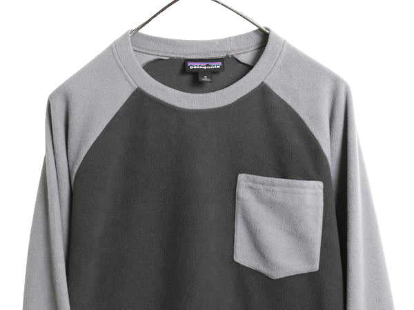  US企画 パタゴニア マイクロD クルー メンズ M 古着 16年製 フリース トップス 長袖Tシャツ ロンT ポケット付き ツートン ラグラン 企業物