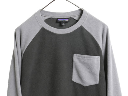  US企画 パタゴニア マイクロD クルー メンズ M 古着 16年製 フリース トップス 長袖Tシャツ ロンT ポケット付き ツートン ラグラン 企業物